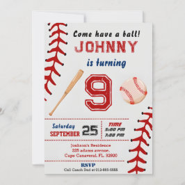 Invitación de cumpleaños de personalizado de Béisb
