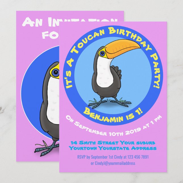 Invitación de cumpleaños de personalizado de pájar (Anverso / Reverso)
