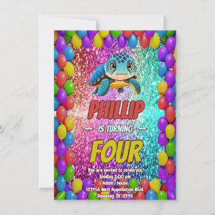 Invitación de cumpleaños de personalizado de tortu