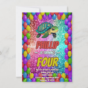 Invitación de cumpleaños de personalizado de tortu