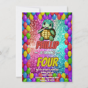 Invitación de cumpleaños de personalizado de tortu