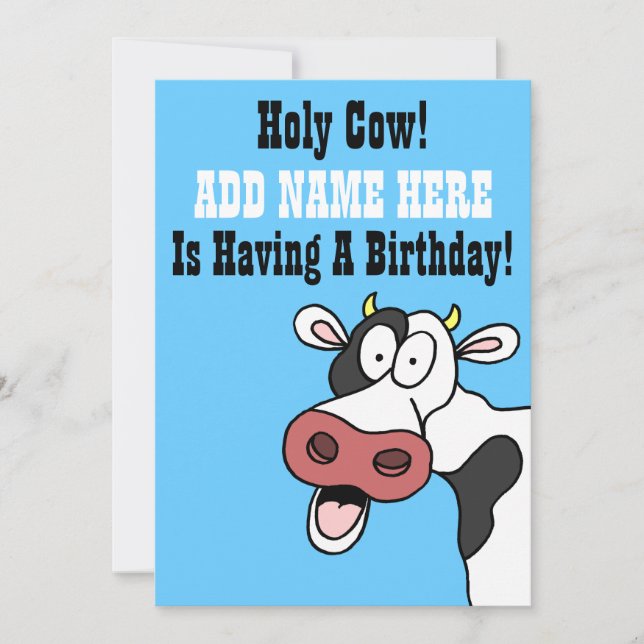Invitación de cumpleaños de Personalizado de vaca  (Anverso)