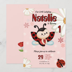 Invitación de cumpleaños de personalizado Ladybug