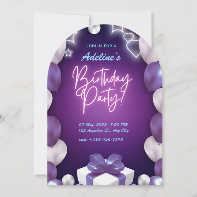 Invitación de cumpleaños de personalizado para adu (Anverso)