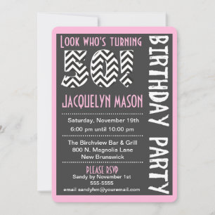 Invitación de cumpleaños de Personalizado Rosa 50