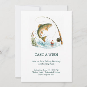 Invitación de cumpleaños de pesca 'Cast a Wish'