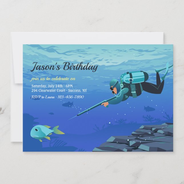 Invitación de cumpleaños de pesca con palangre (Anverso)