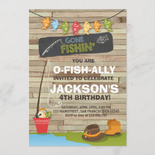 Invitación de cumpleaños de pesca de madera Fiesta