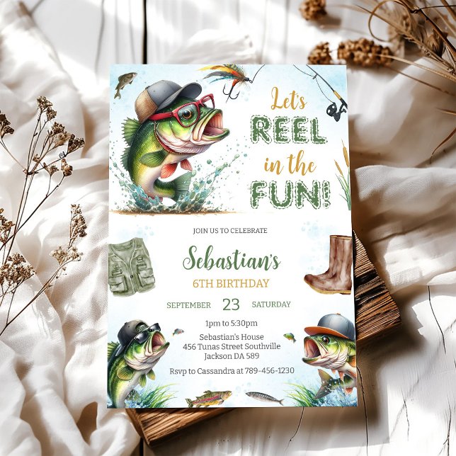 Invitación de cumpleaños de pesca Diviértete (Subido por el creador)