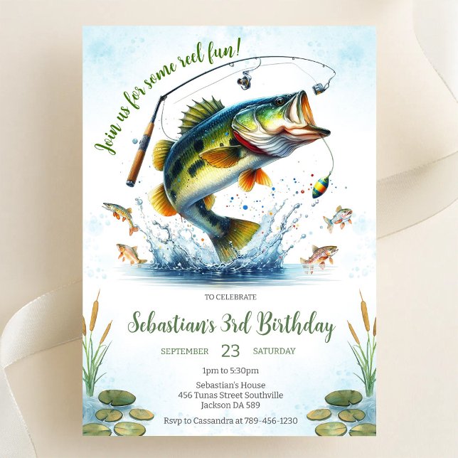 Invitación de cumpleaños de pesca Diviértete (Subido por el creador)
