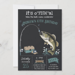 Invitación de cumpleaños de pesca moderna personal