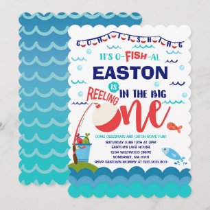Invitación de cumpleaños de pesca O-Fish-Ally Un F