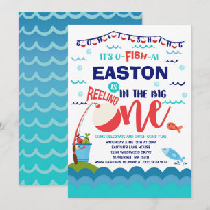 Invitación de cumpleaños de pesca O-Fish-Ally Un F