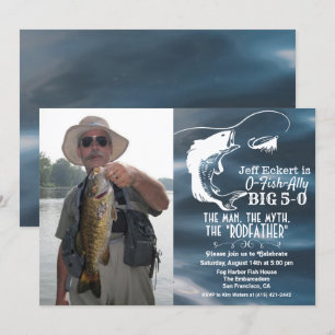 Invitación de cumpleaños de pesca para cualquier e