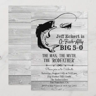 Invitación de cumpleaños de pesca para cualquier e