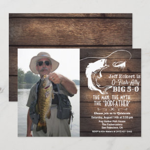 Invitación de cumpleaños de pesca para cualquier e