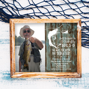 Invitación de cumpleaños de pesca para cualquier e