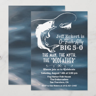 Invitación de cumpleaños de pesca para cualquier e