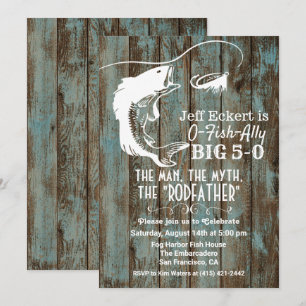 Invitación de cumpleaños de pesca para cualquier e