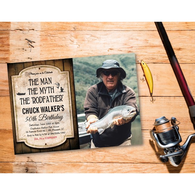 Invitación de cumpleaños de pesca para hombre de c (Subido por el creador)