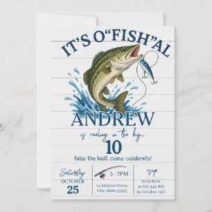 Invitación de cumpleaños de pesca personal O-FISH-
