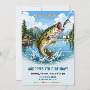 Invitación de cumpleaños de pesca personalizada