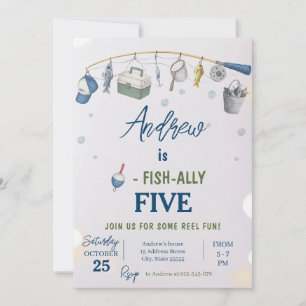 Invitación de cumpleaños de pesca personalizada O-