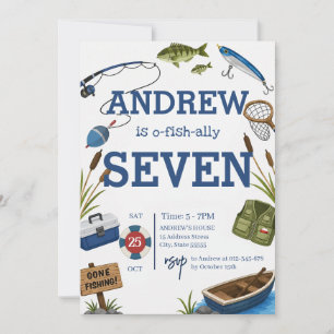 Invitación de cumpleaños de pesca personalizada O-