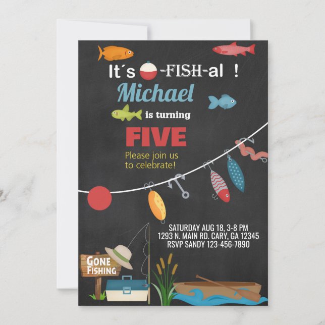 Invitación de cumpleaños de pescadores o peces-al. (Anverso)