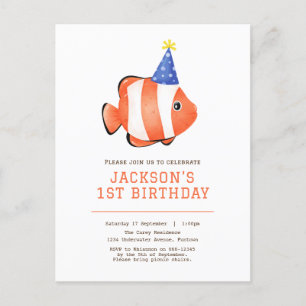 invitación de cumpleaños de pez payaso bajo el mar