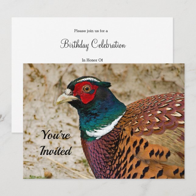 Invitación de cumpleaños de Pheasant 3 (Anverso / Reverso)
