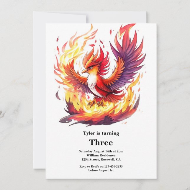 Invitación de cumpleaños de Phoenix (Anverso)