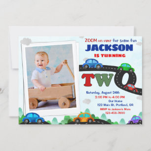 Invitación de cumpleaños de Photo Cars Conductor d