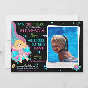 Invitación de cumpleaños de Photo Waterslide fiest