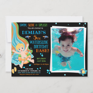 Invitación de cumpleaños de Photo Waterslide fiest
