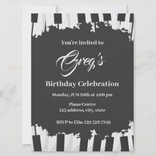 invitación de cumpleaños de piano