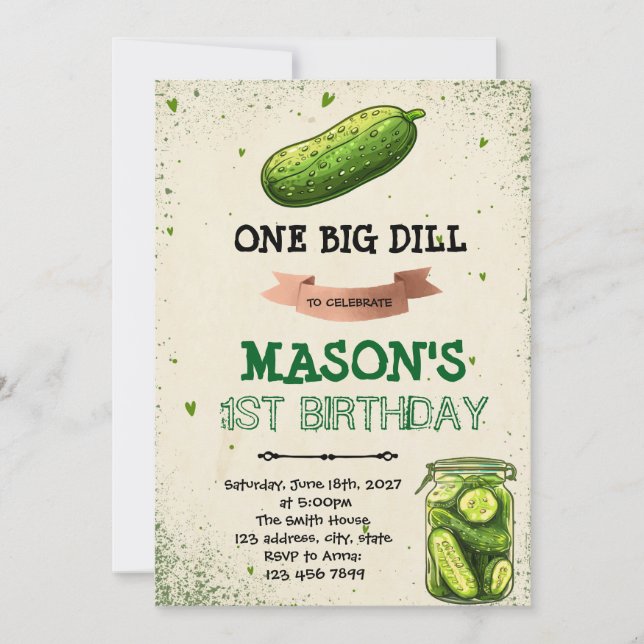 Invitación de cumpleaños de Pickle (Anverso)