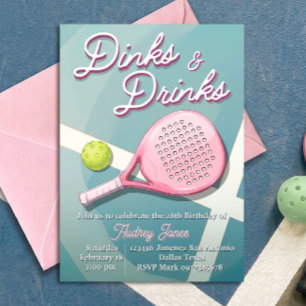 Invitación de cumpleaños de Pickleball - Dinks and