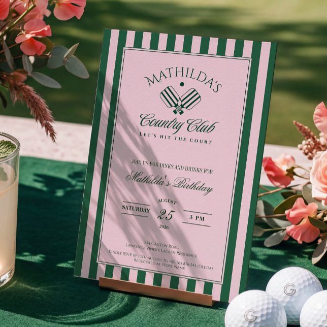 Invitación de Cumpleaños de Pickleball Elegante (Subido por el creador)