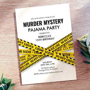 Invitación de cumpleaños de pijama de misterio de