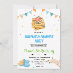 Invitación de cumpleaños de pijamas de Waffle