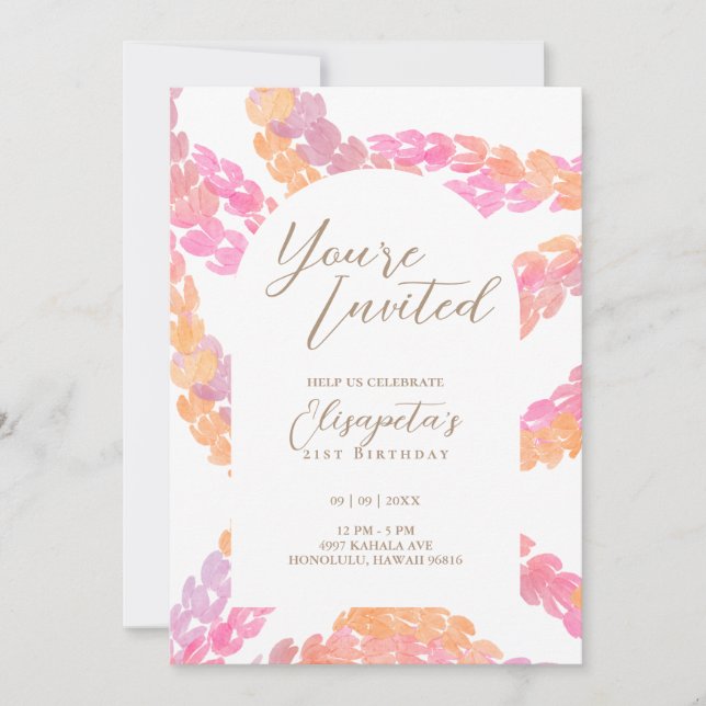 Invitación de cumpleaños de Pikake (Anverso)