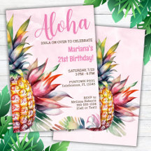 Invitación de cumpleaños de piña Aloha