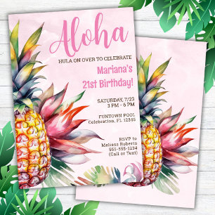 Invitación de cumpleaños de piña Aloha