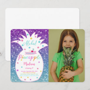 Invitación de cumpleaños de piña editable con foto
