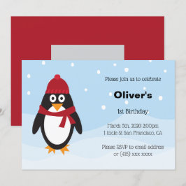 Invitación de cumpleaños de pingüino para los cump