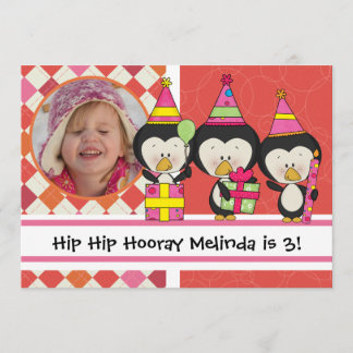 Invitación de cumpleaños de pingüinos fotográficos