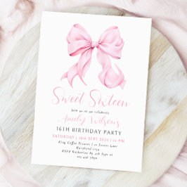 Invitación de cumpleaños de Pink Bow Sweet