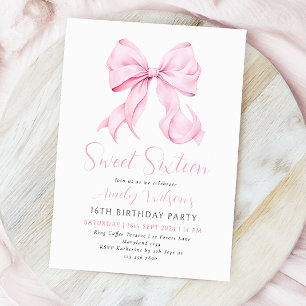 Invitación de cumpleaños de Pink Bow Sweet