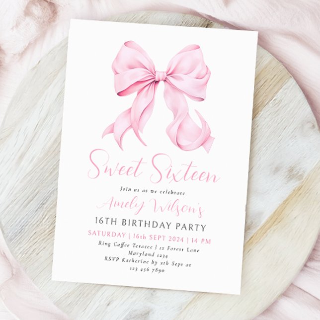 Invitación de cumpleaños de Pink Bow Sweet (Subido por el creador)